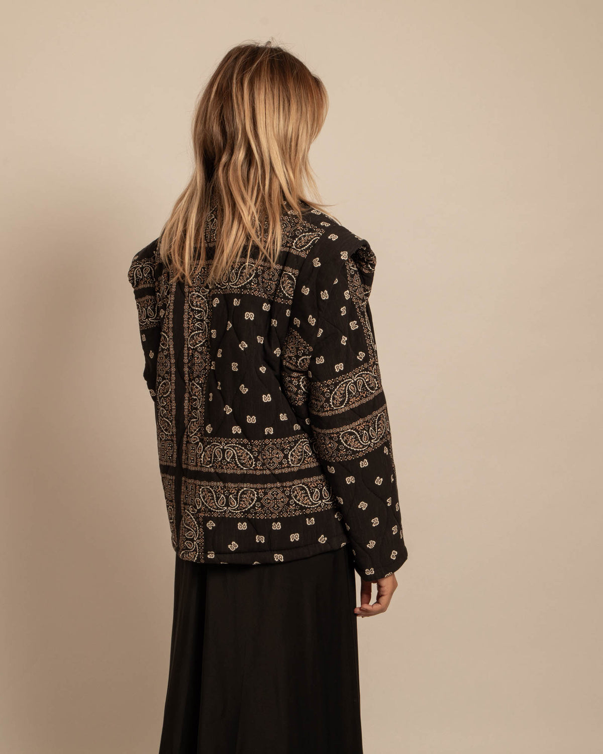 SAN FRANSISCO3 KIMONO VEST BANDANA PRINT BLACK