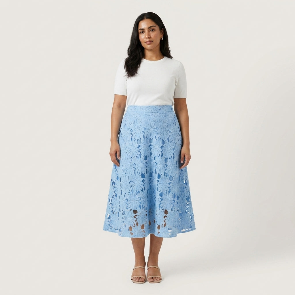 TIA BABY BLUE FLOWER SKIRT