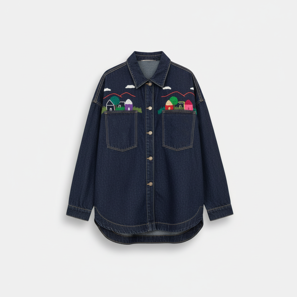 MELISSA DENIM OVERSHIRT HOUSES EMBROIDERY
