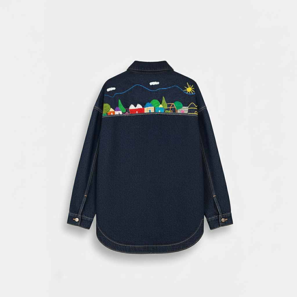 MELISSA DENIM OVERSHIRT HOUSES EMBROIDERY